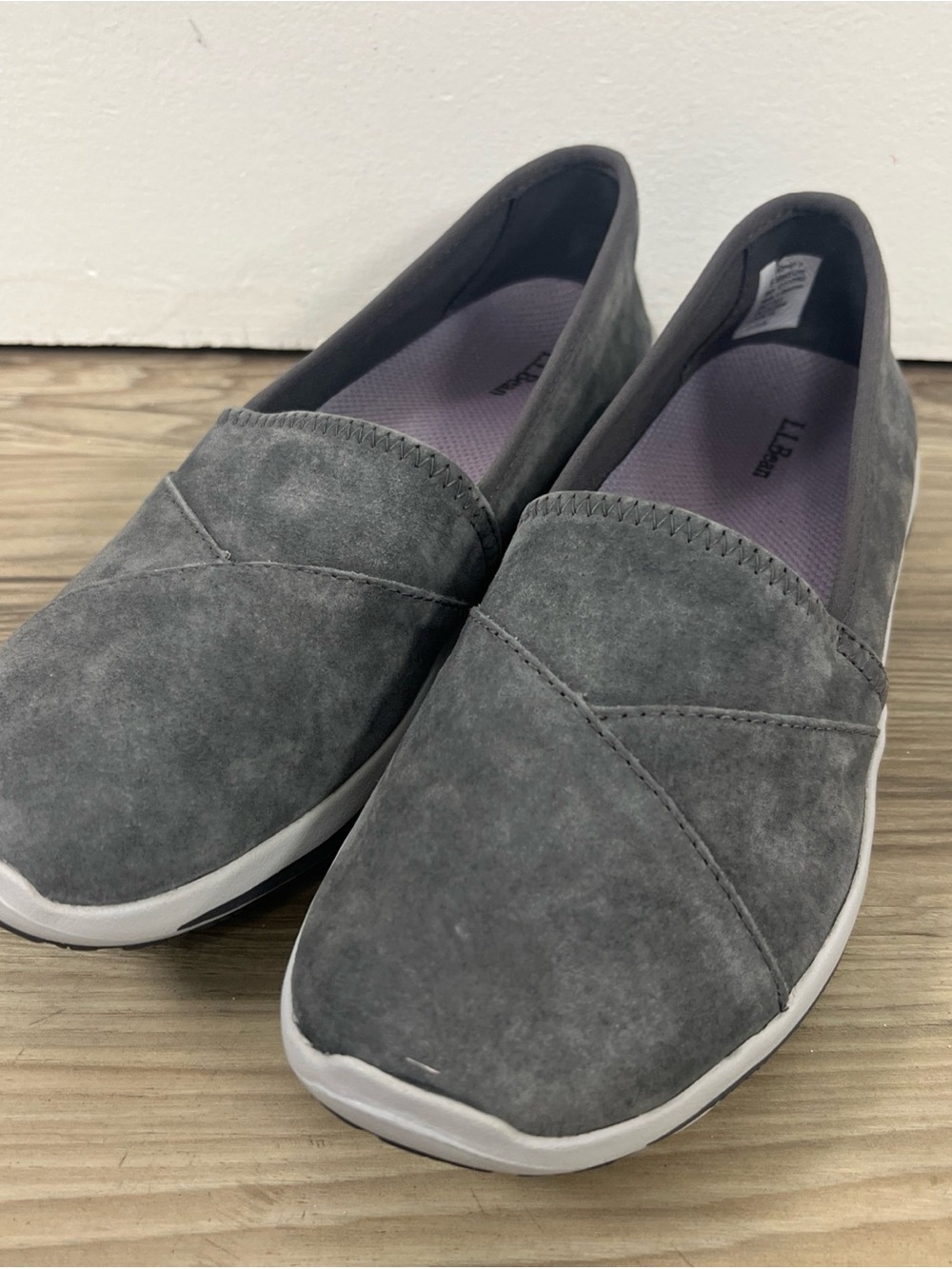 LL Bean Back Cove Stretch Slip On Comfort Shoes Grey Womens Size 6M 510584 NWOB